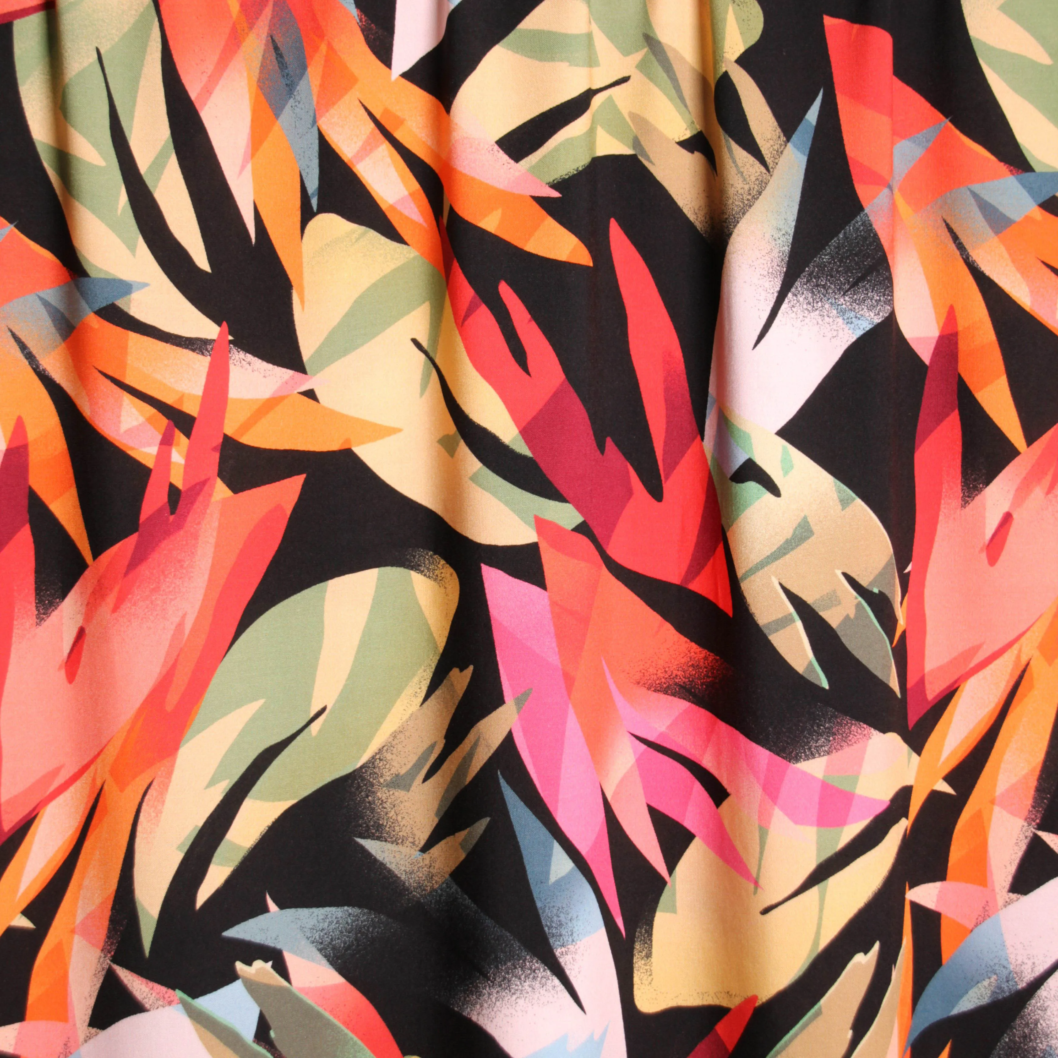 Viscose zwart plant leaves  - Atelier Jupe